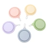 Macaron-colored pet silicone folding bowl with hook, portable outdoor dog bowl, cat bowl, outdoor travel water bowl, pet feeding and drinking basin, pet outdoor supplies full image